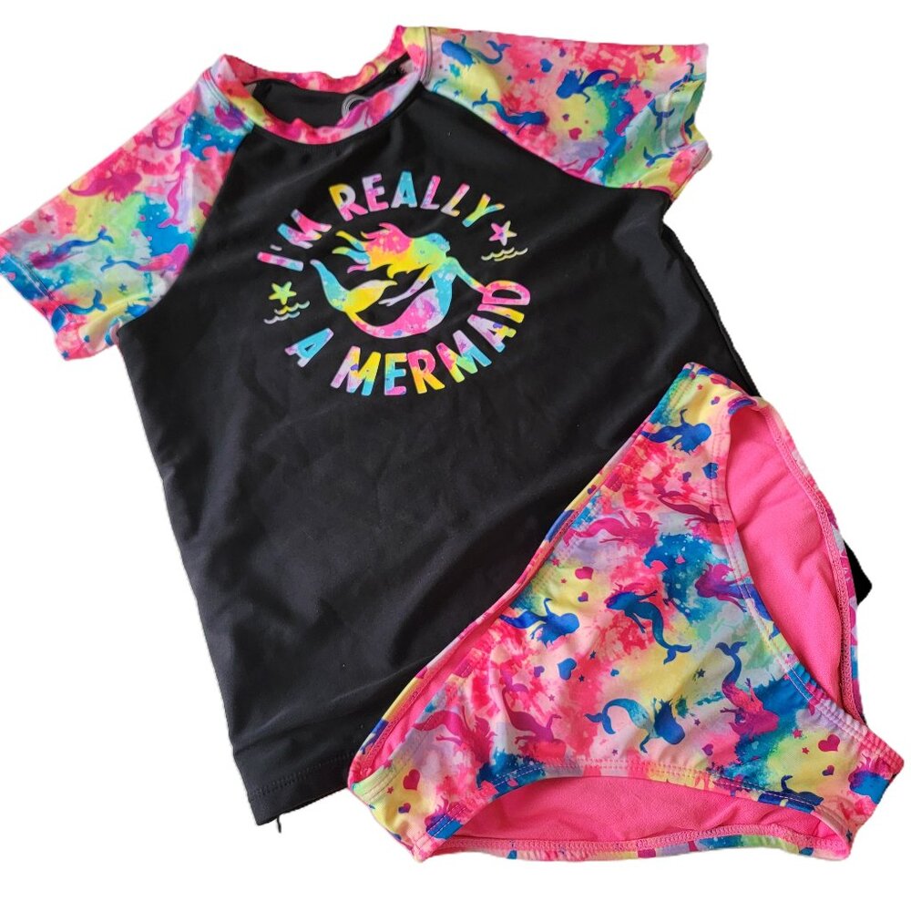 Wonder Nation Girls Mermaid Swim Tankini Set Multicolor Size  Large 10‑12